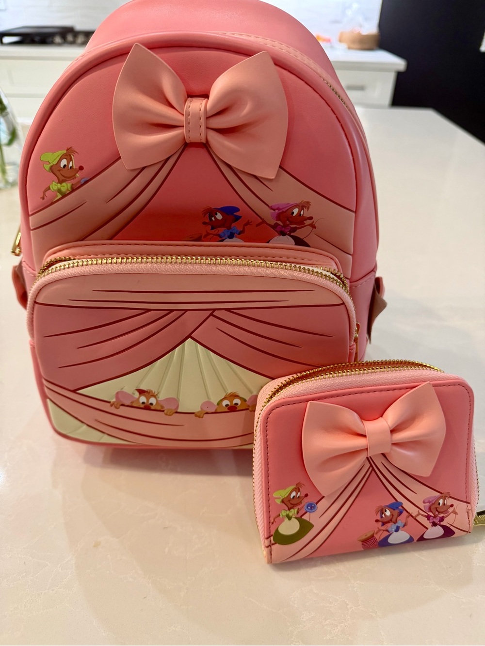 Disney Pink Bow Kids Backpack and Matching Wallet Set